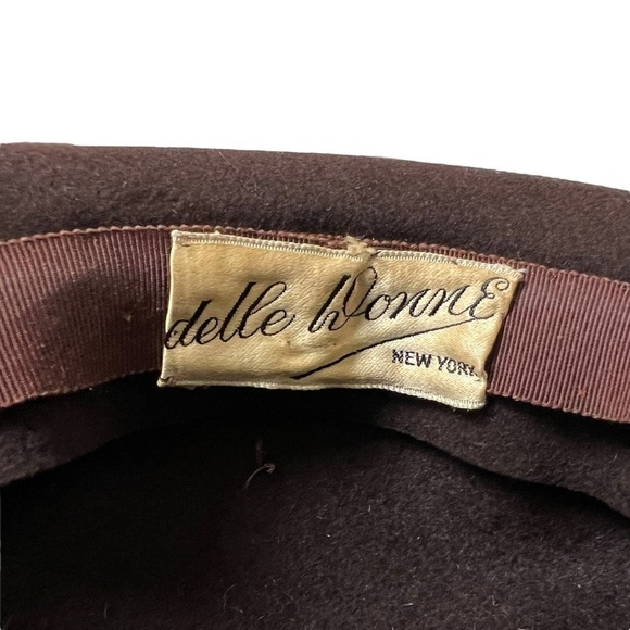Delle Donne New York Cloche Hat Malson Felt - Tan & Brown RARE VINTAGE main image 8